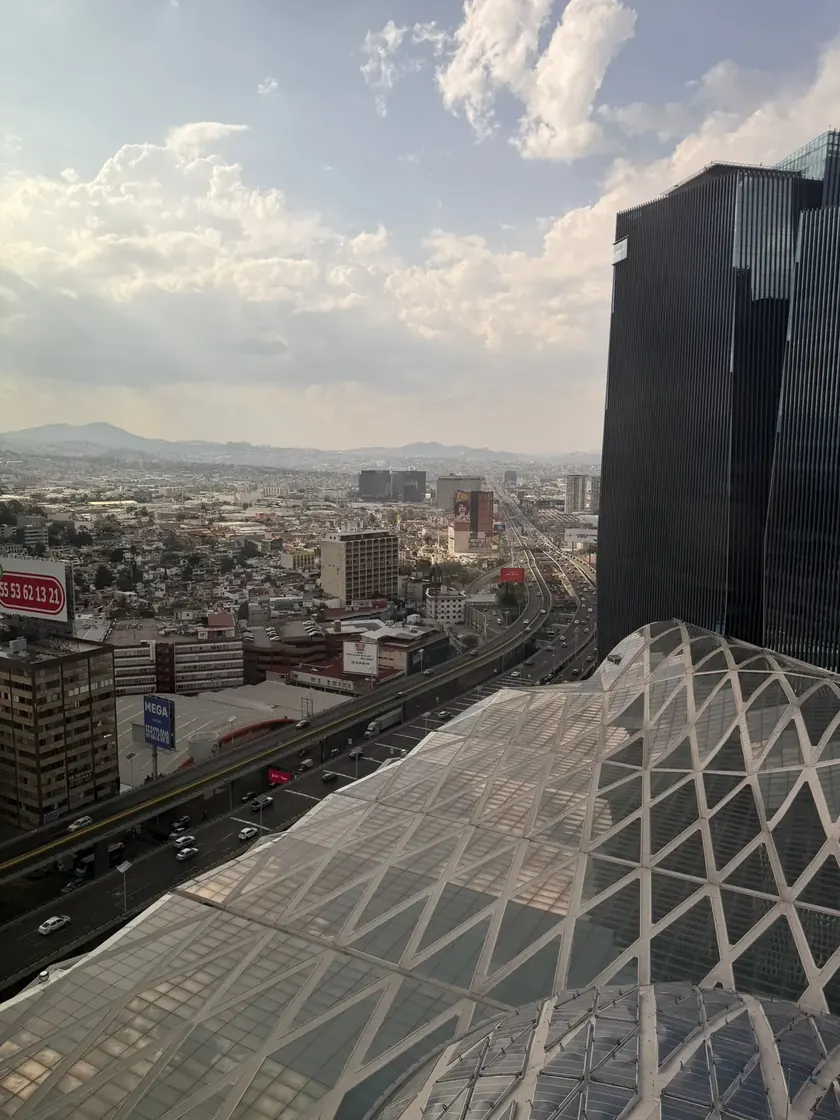 City skyline seen from a rooftop